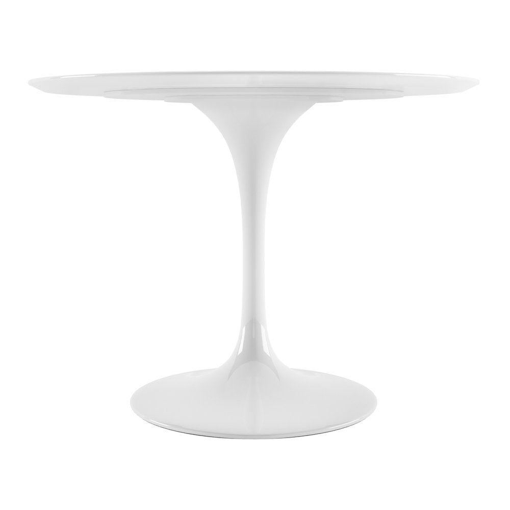 42" White Fiberglass And Metal Dining Table HomeRoots