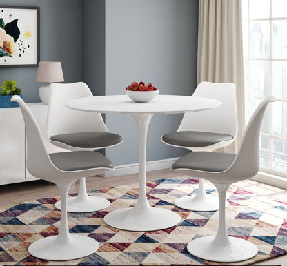 42" White Fiberglass And Metal Dining Table HomeRoots