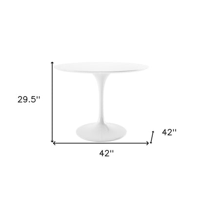 42" White Fiberglass And Metal Dining Table HomeRoots