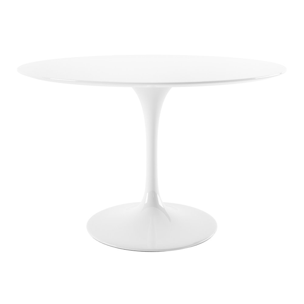 48" White Fiberglass And Metal Dining Table HomeRoots
