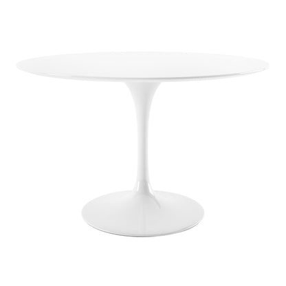 48" White Fiberglass And Metal Dining Table HomeRoots
