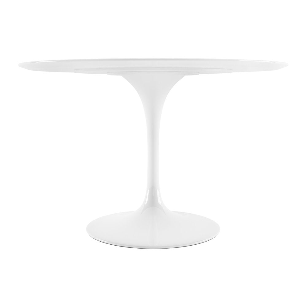 48" White Fiberglass And Metal Dining Table HomeRoots