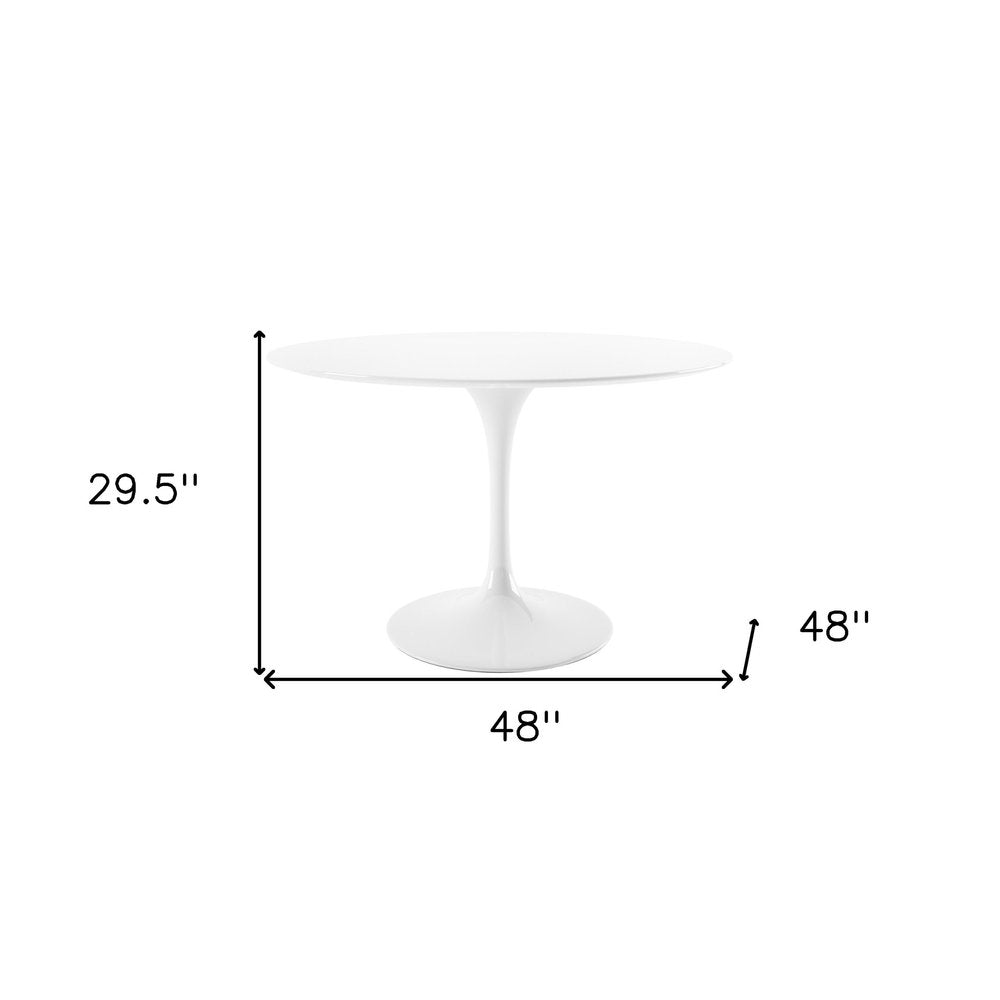48" White Fiberglass And Metal Dining Table HomeRoots