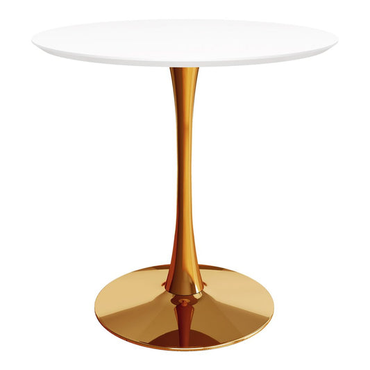 36" White And Gold Metal Dining Table HomeRoots