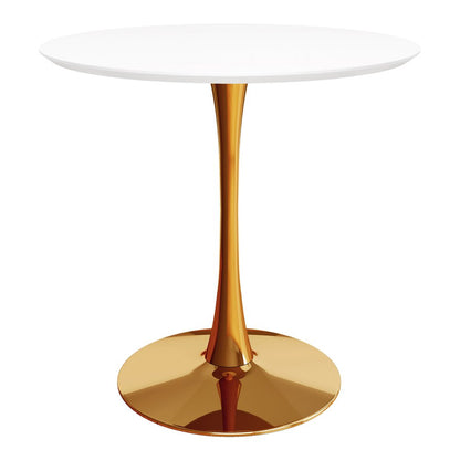 36" White And Gold Metal Dining Table HomeRoots