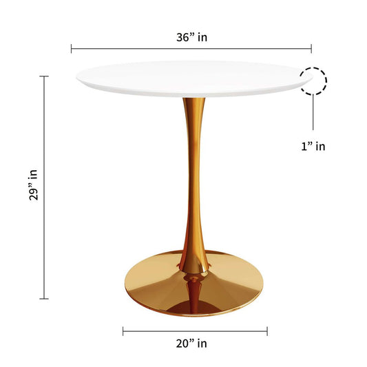 36" White And Gold Metal Dining Table HomeRoots