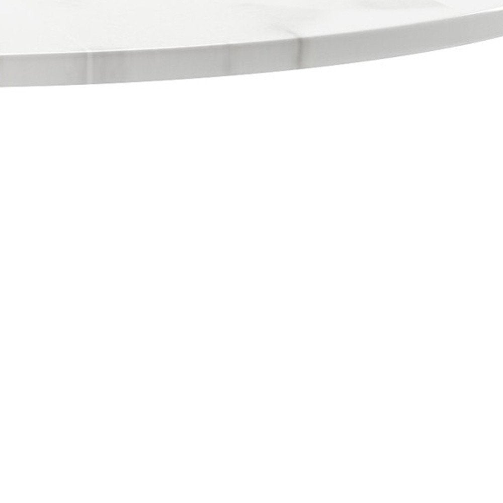 36" White Rounded Metal Pedestal Base Dining Table HomeRoots