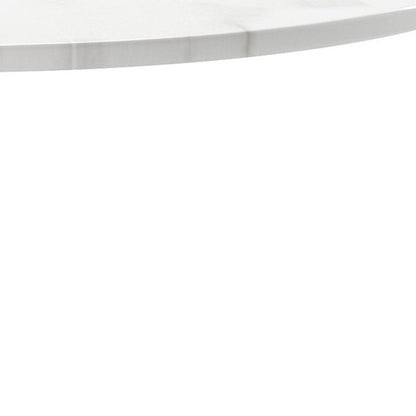 36" White Rounded Metal Pedestal Base Dining Table HomeRoots