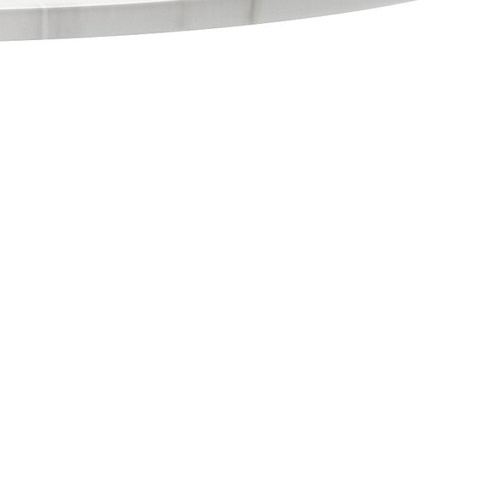 36" White Rounded Metal Pedestal Base Dining Table HomeRoots