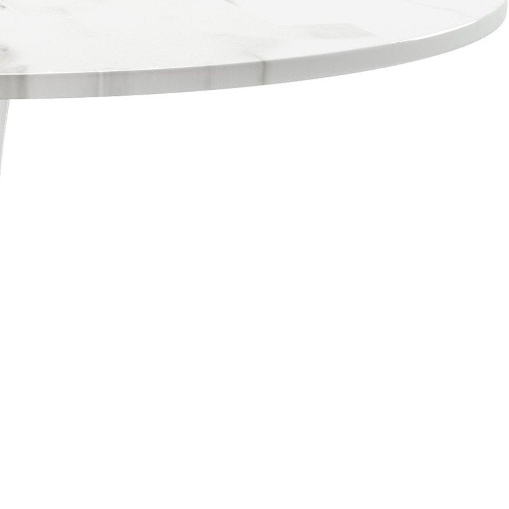 36" White Rounded Metal Pedestal Base Dining Table HomeRoots