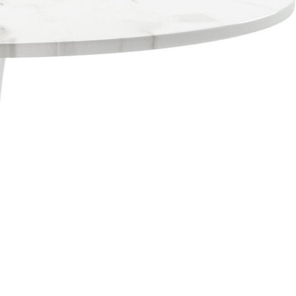 36" White Rounded Metal Pedestal Base Dining Table HomeRoots