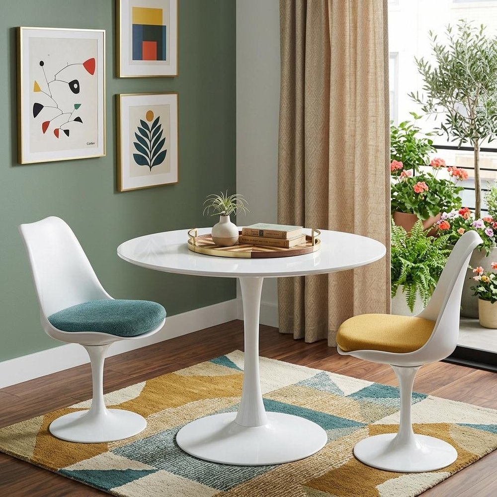 36" White Metal Dining Table HomeRoots