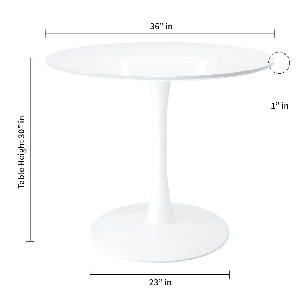 36" White Metal Dining Table HomeRoots