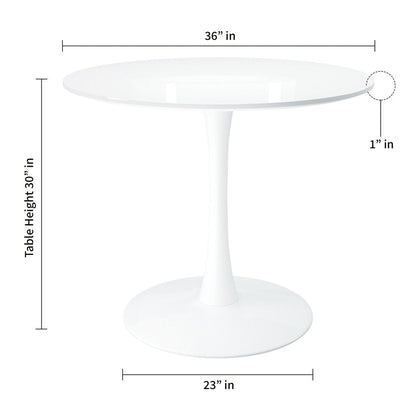 36" White Metal Dining Table HomeRoots