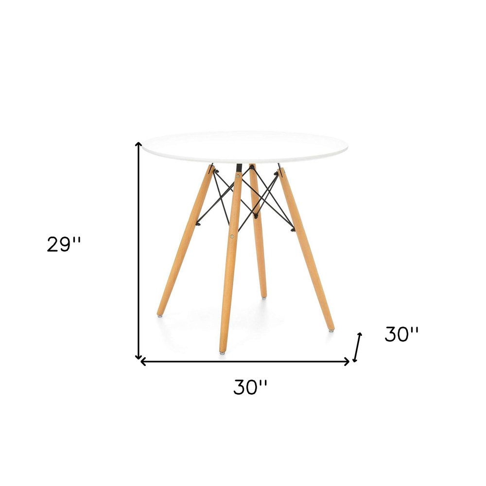 30" White And Natural Rounded Fiberglass And Solid Wood Dining Table HomeRoots