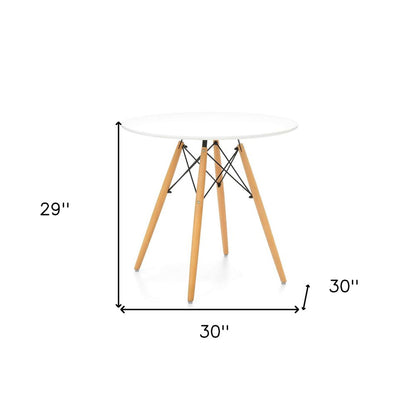 30" White And Natural Rounded Fiberglass And Solid Wood Dining Table HomeRoots