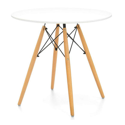 30" White And Natural Rounded Fiberglass And Solid Wood Dining Table HomeRoots