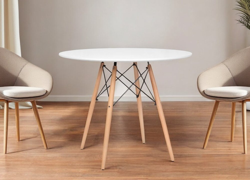 36" White And Natural Solid Wood Dining Table HomeRoots