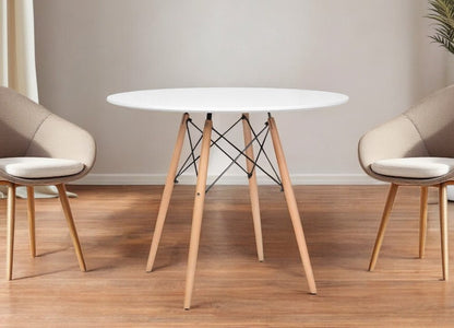 36" White And Natural Solid Wood Dining Table HomeRoots