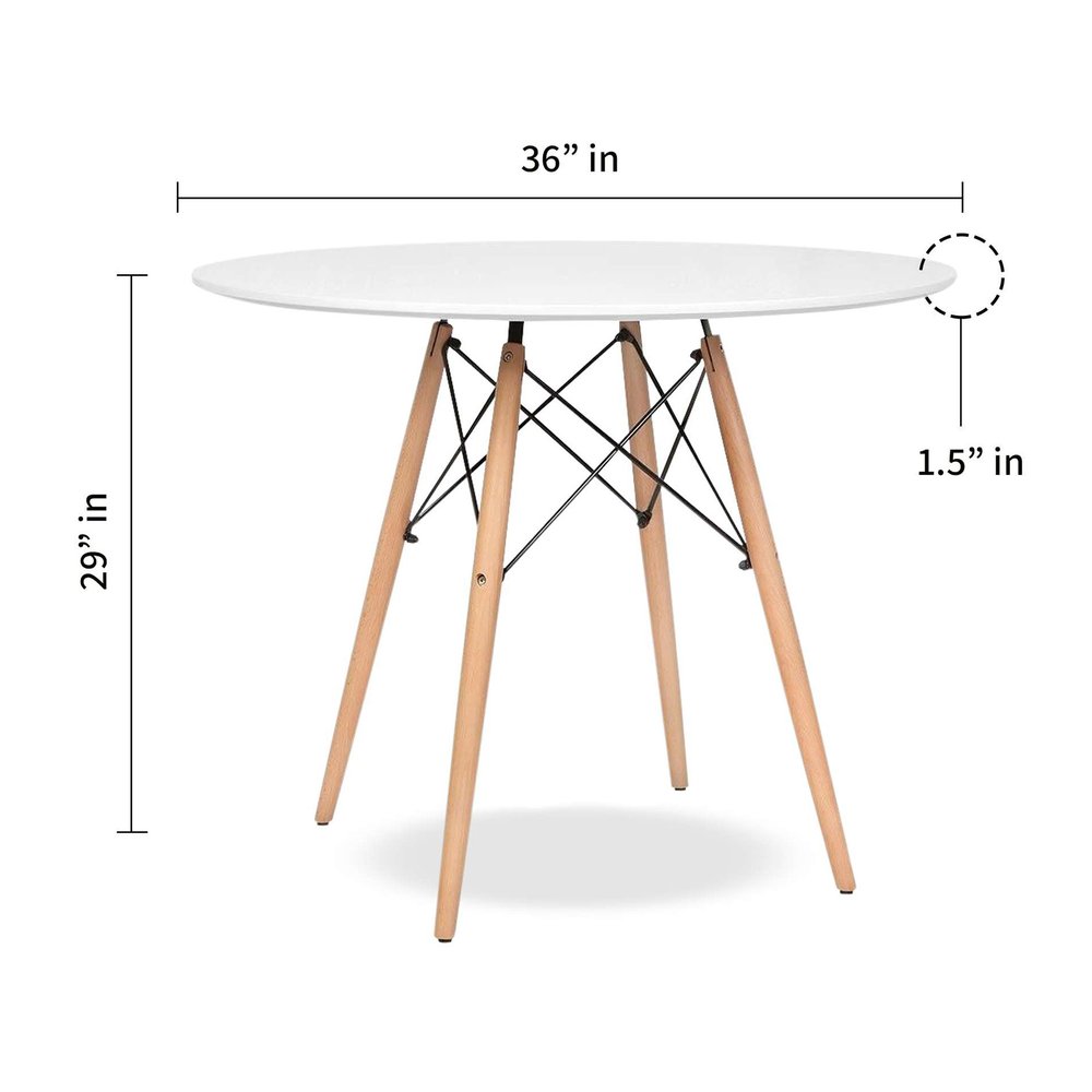 36" White And Natural Solid Wood Dining Table HomeRoots