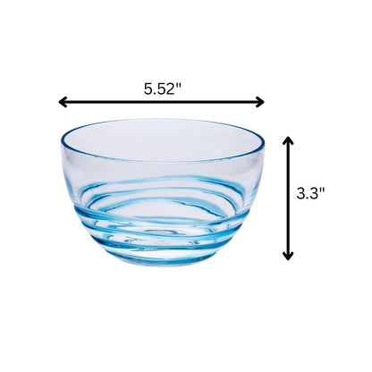 Clear and Blue Four Piece Swirl Acrylic Service For Four Bowl Set HomeRoots