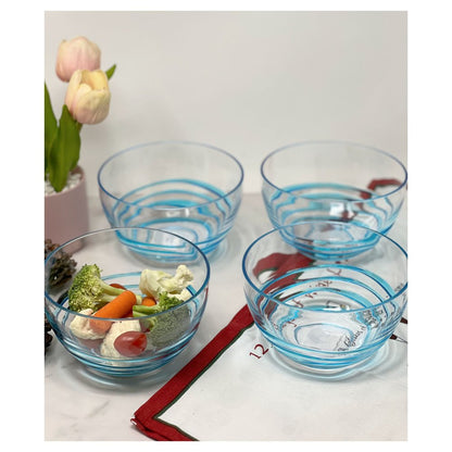 Clear and Blue Four Piece Swirl Acrylic Service For Four Bowl Set HomeRoots