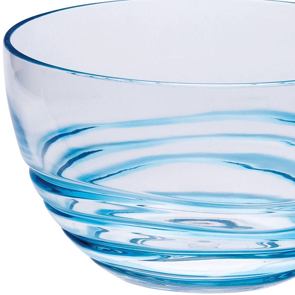 Clear and Blue Four Piece Swirl Acrylic Service For Four Bowl Set HomeRoots