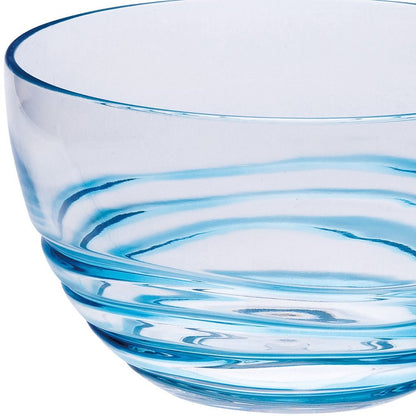Clear and Blue Four Piece Swirl Acrylic Service For Four Bowl Set HomeRoots