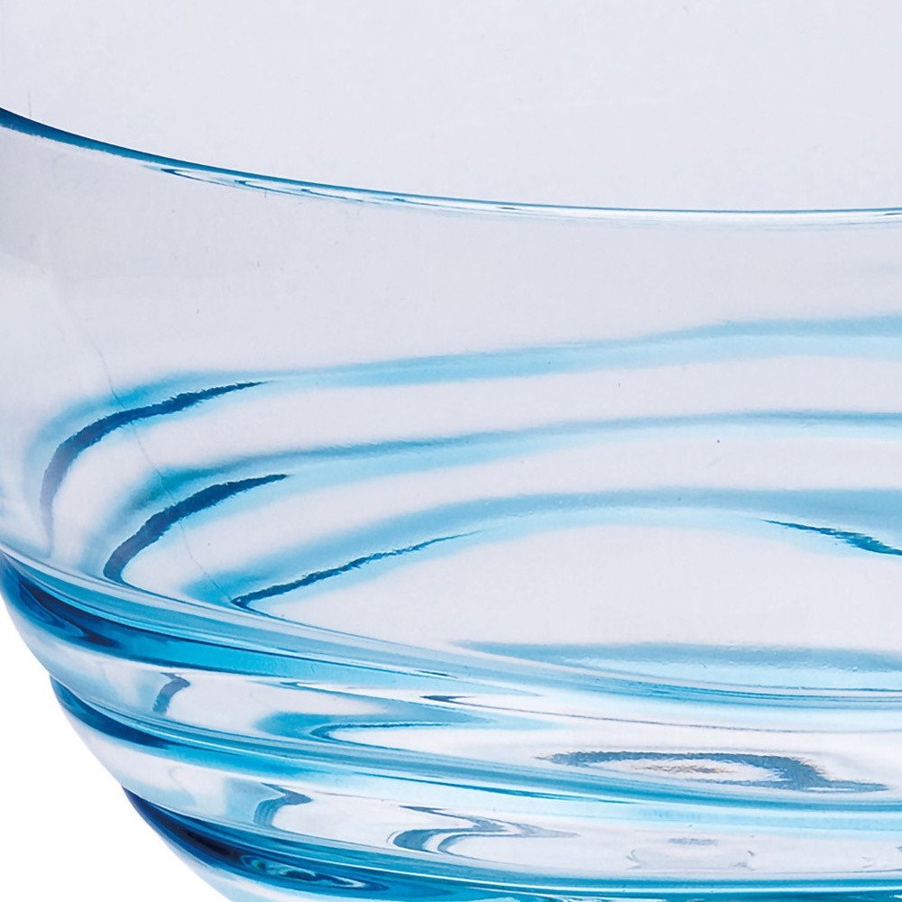 Clear and Blue Four Piece Swirl Acrylic Service For Four Bowl Set HomeRoots