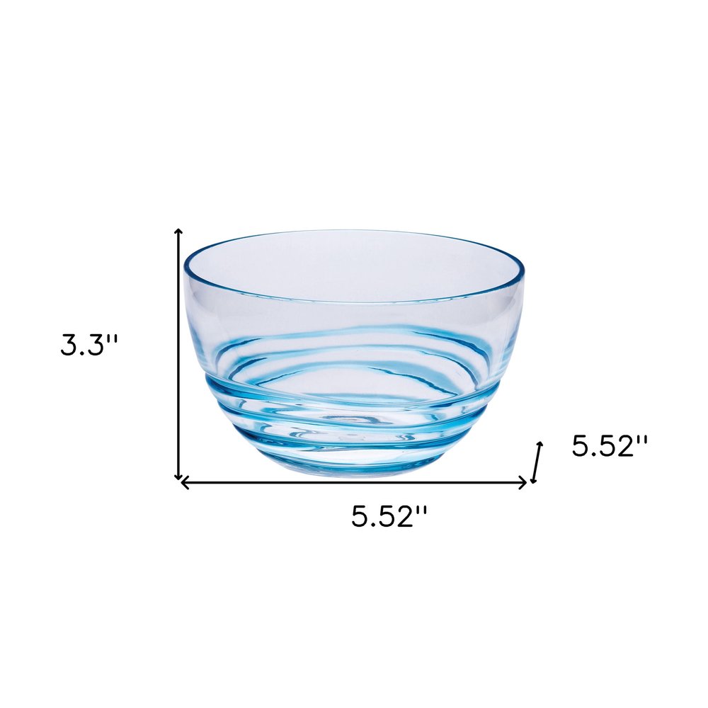 Clear and Blue Four Piece Swirl Acrylic Service For Four Bowl Set HomeRoots