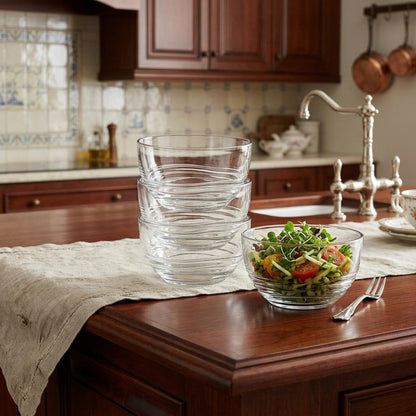Clear Four Piece Round Swirl Acrylic Service For Four Bowl Set HomeRoots