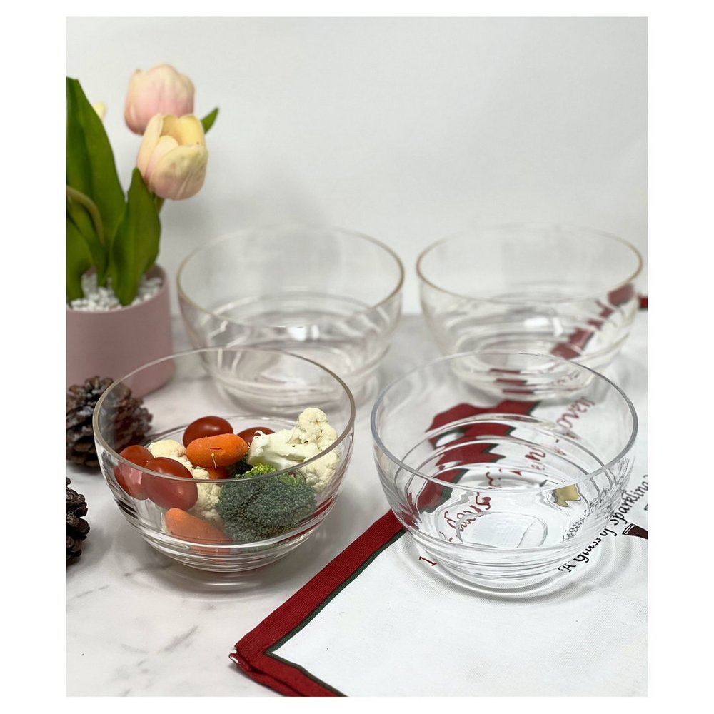 Clear Four Piece Round Swirl Acrylic Service For Four Bowl Set HomeRoots
