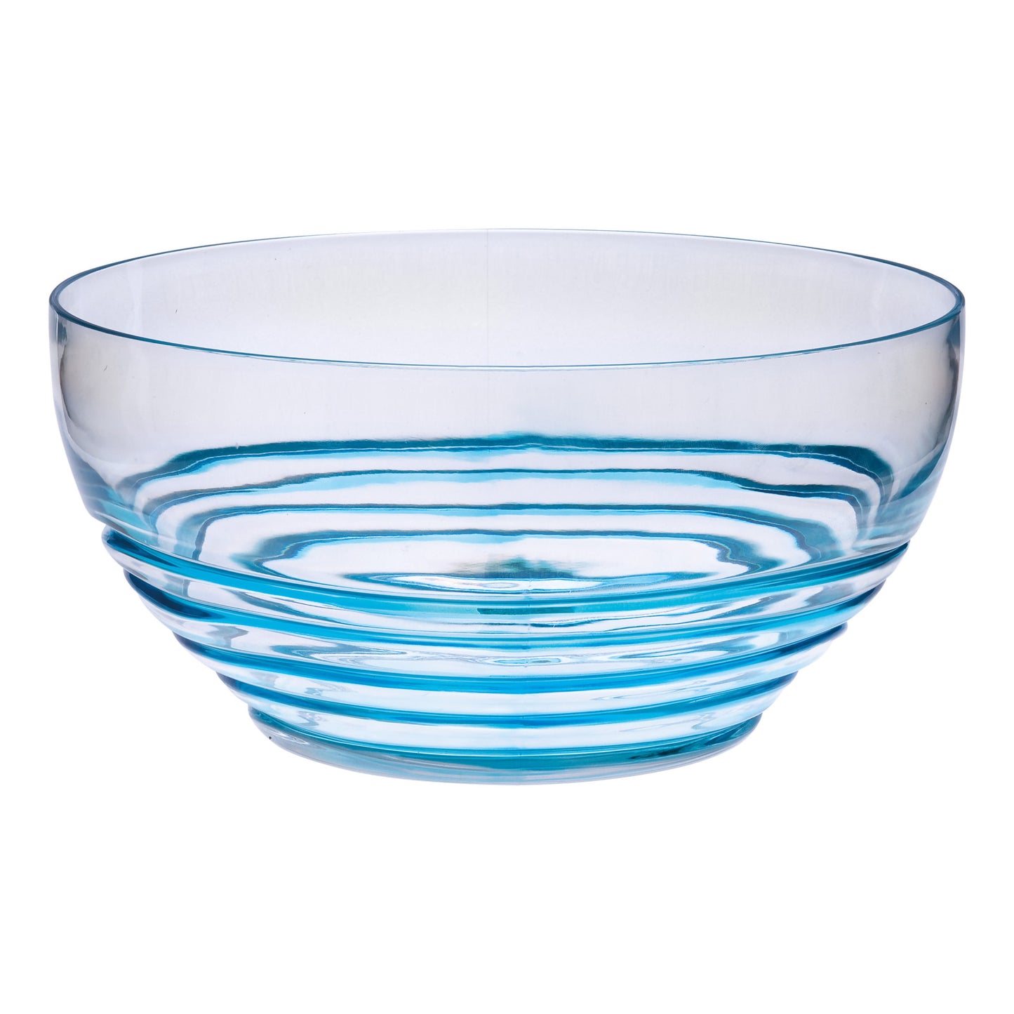 10" Clear and Blue Swirl Acrylic Round Salad Bowl