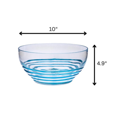 10" Clear and Blue Swirl Acrylic Round Salad Bowl HomeRoots