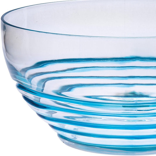 10" Clear and Blue Swirl Acrylic Round Salad Bowl HomeRoots
