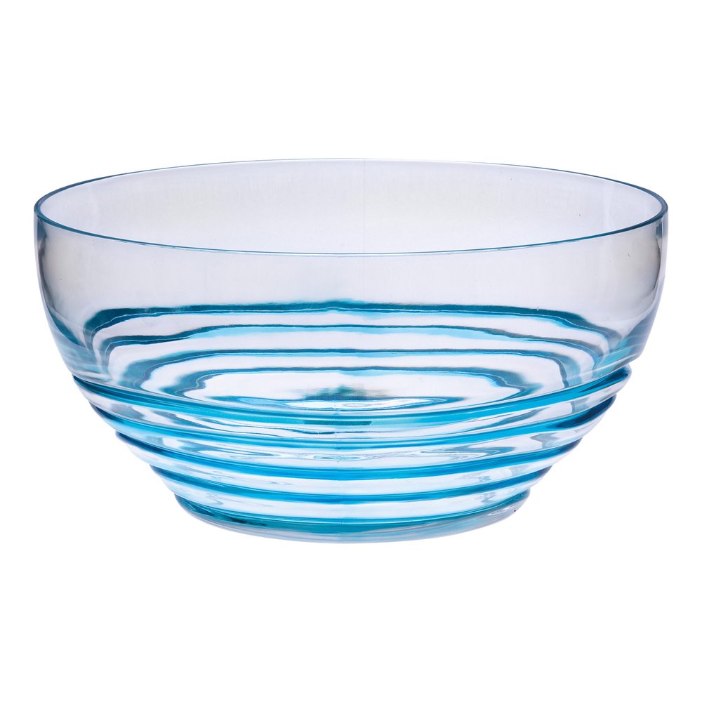 10" Clear and Blue Swirl Acrylic Round Salad Bowl HomeRoots