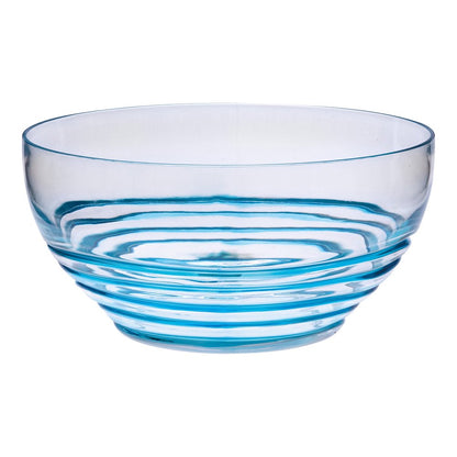 10" Clear and Blue Swirl Acrylic Round Salad Bowl HomeRoots