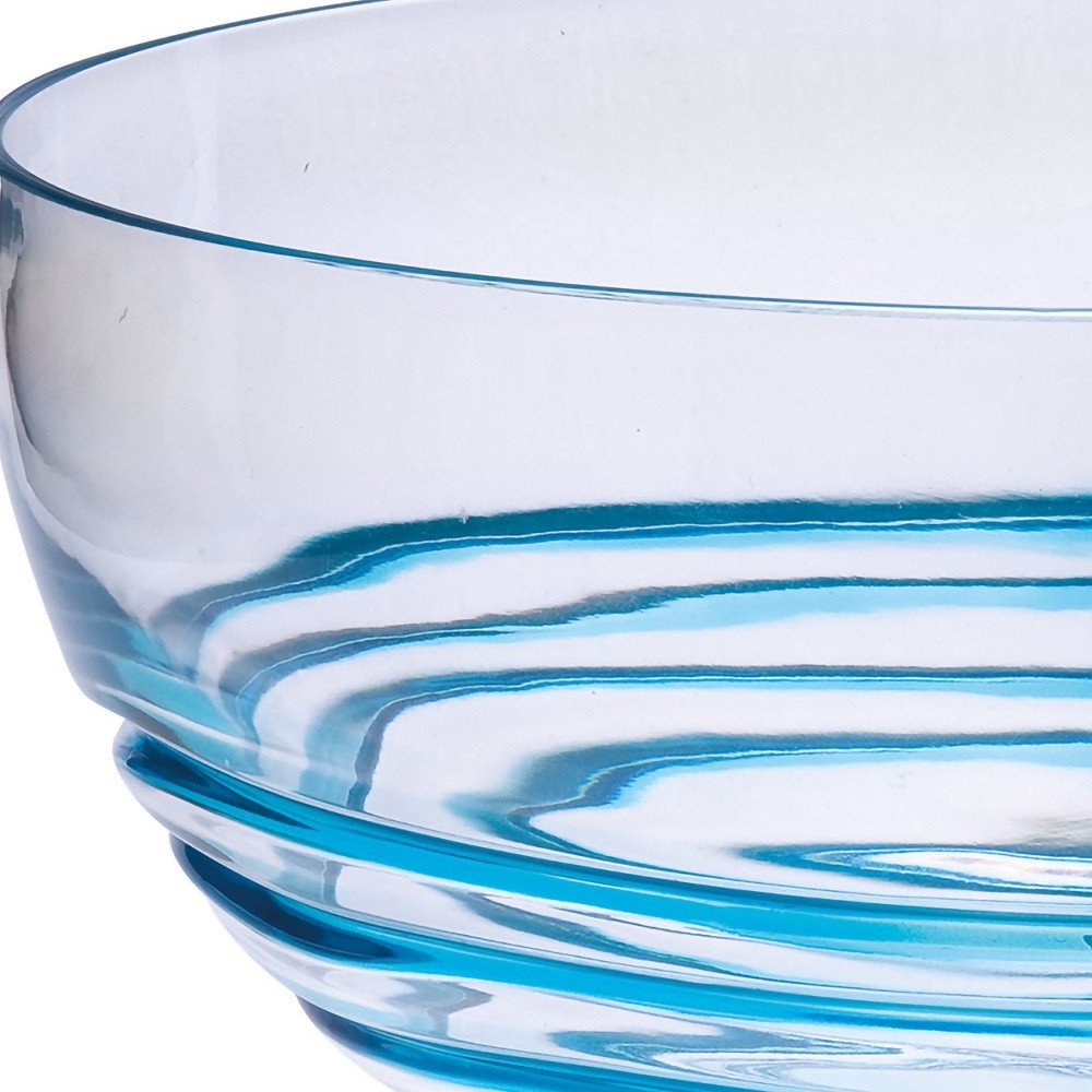 10" Clear and Blue Swirl Acrylic Round Salad Bowl HomeRoots
