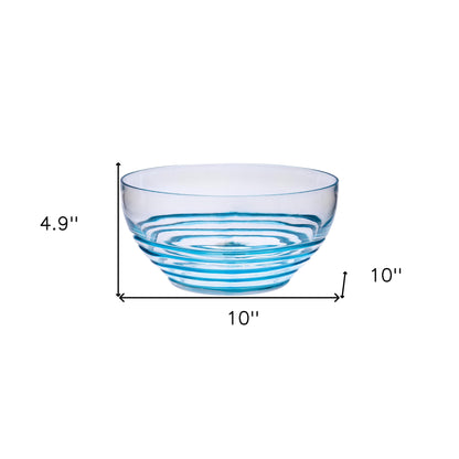 10" Clear and Blue Swirl Acrylic Round Salad Bowl