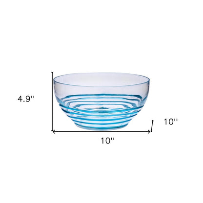 10" Clear and Blue Swirl Acrylic Round Salad Bowl HomeRoots