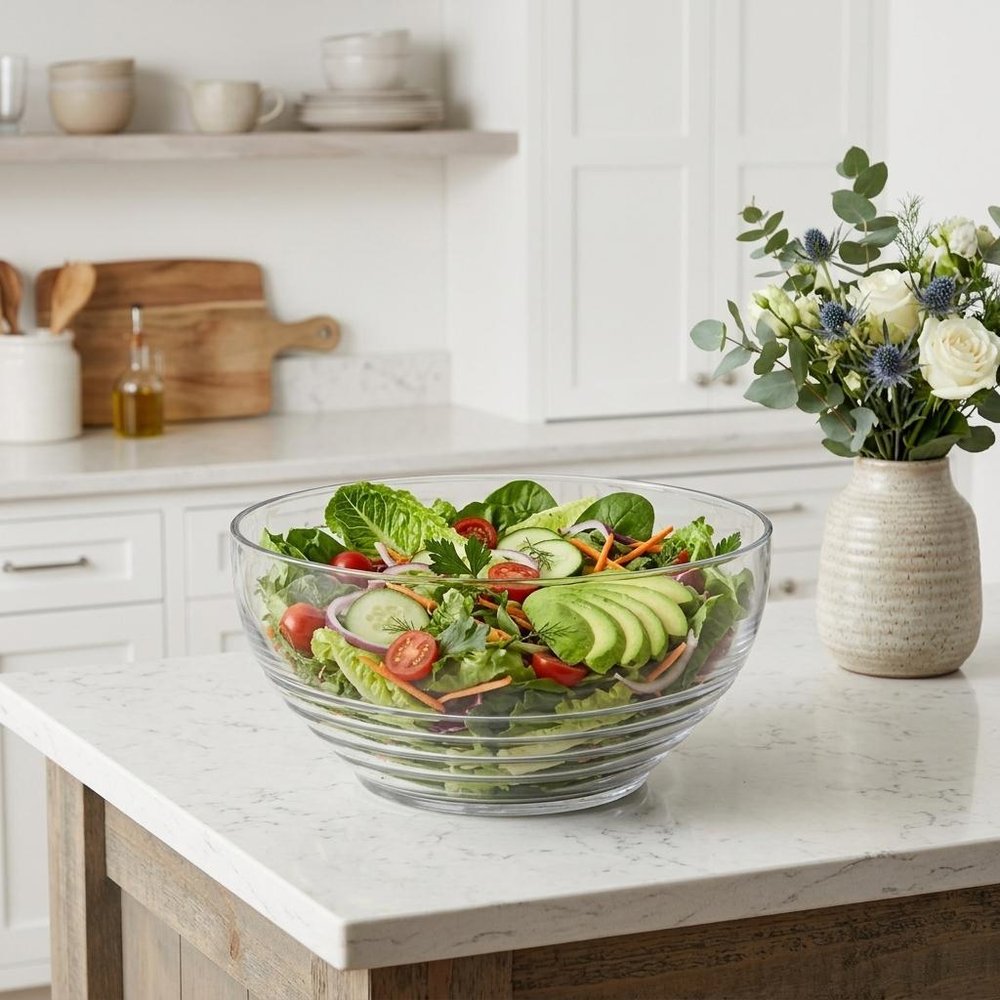 10" Clear Acrylic Round Salad Bowl HomeRoots