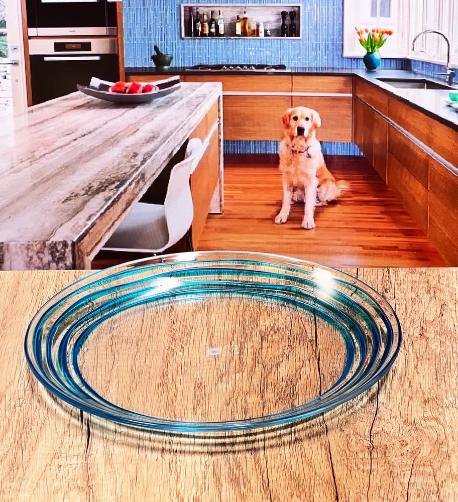 Blue Four Piece Round Swirl Acrylic Service For Four Salad Plate Set HomeRoots