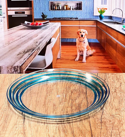 Blue Four Piece Round Swirl Acrylic Service For Four Salad Plate Set HomeRoots