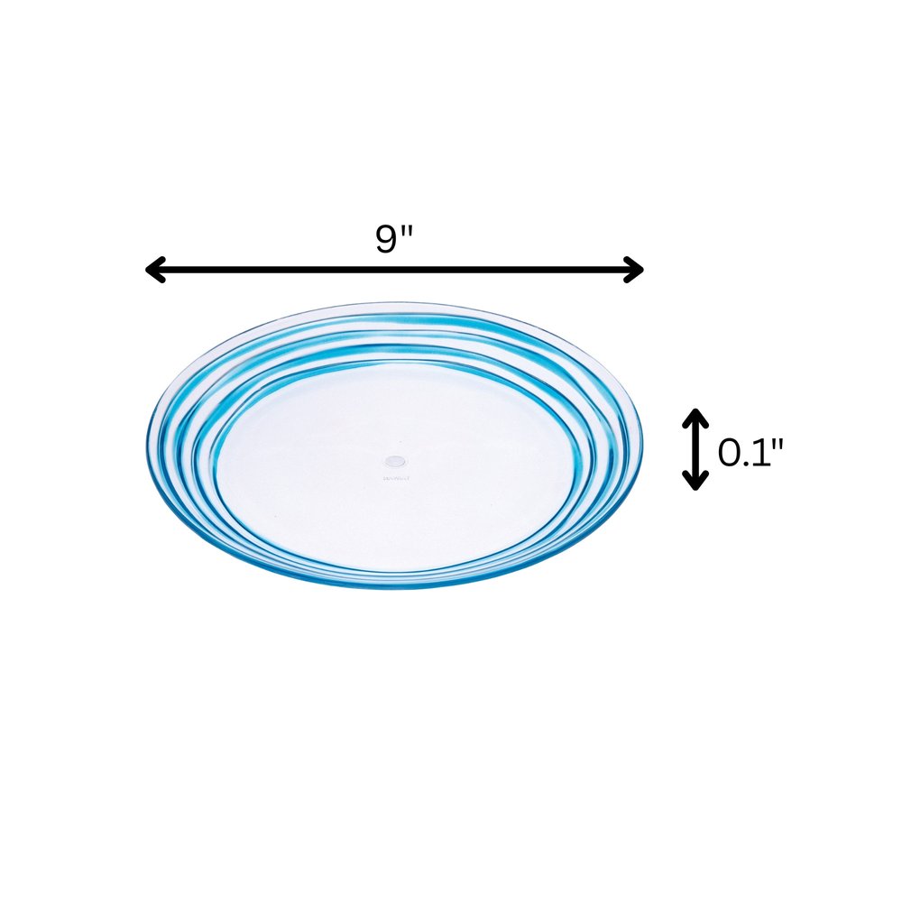Blue Four Piece Round Swirl Acrylic Service For Four Salad Plate Set HomeRoots