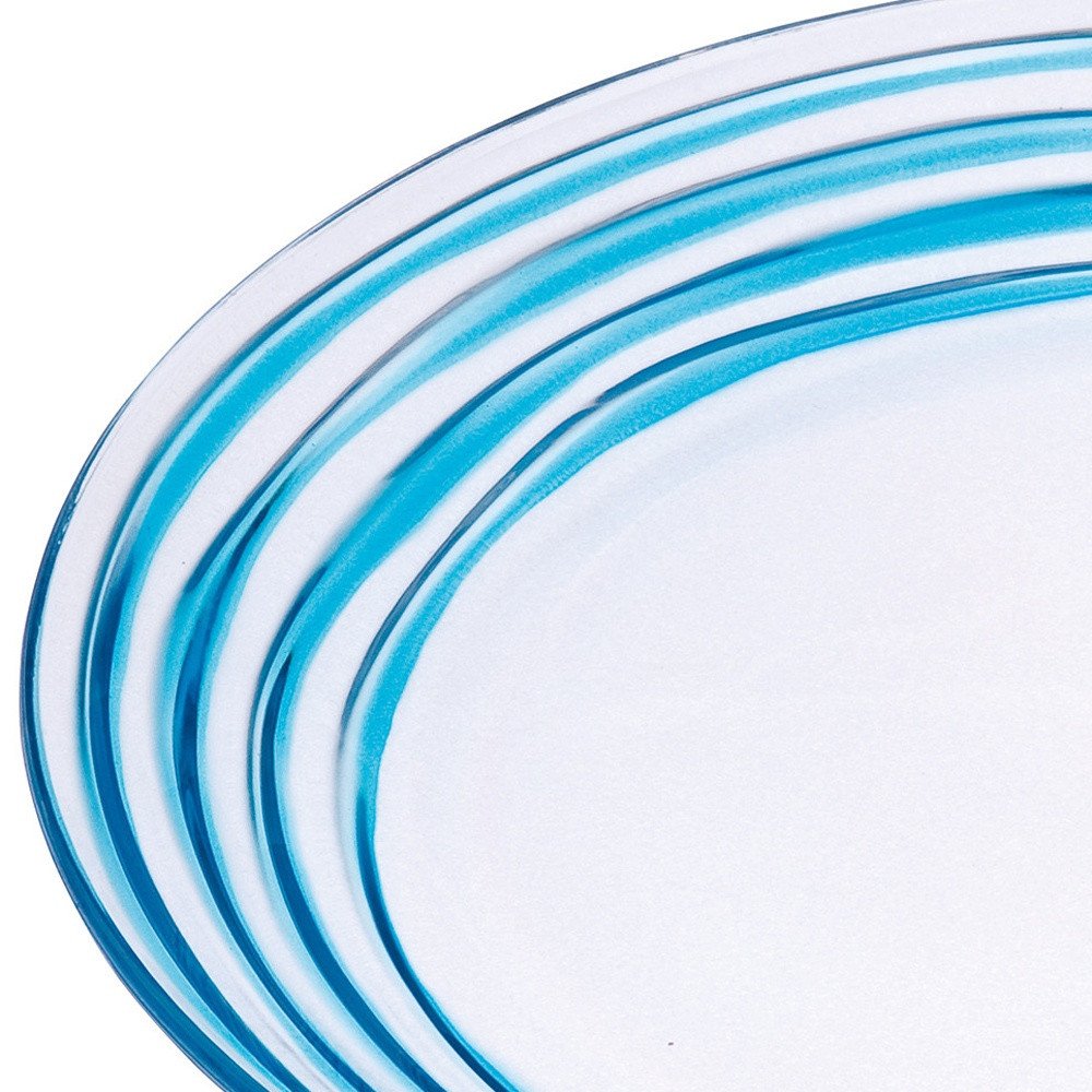 Blue Four Piece Round Swirl Acrylic Service For Four Salad Plate Set HomeRoots