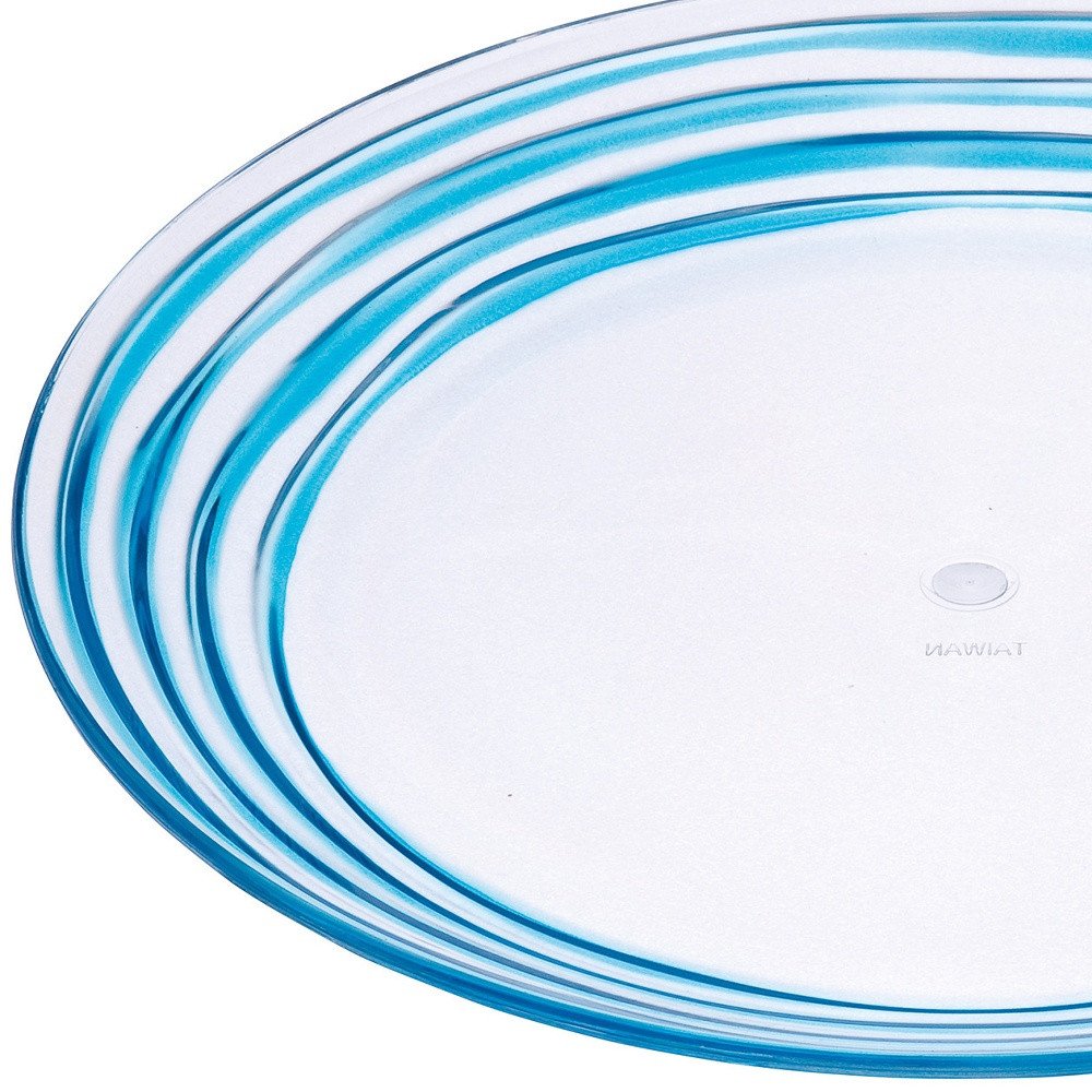 Blue Four Piece Round Swirl Acrylic Service For Four Salad Plate Set HomeRoots
