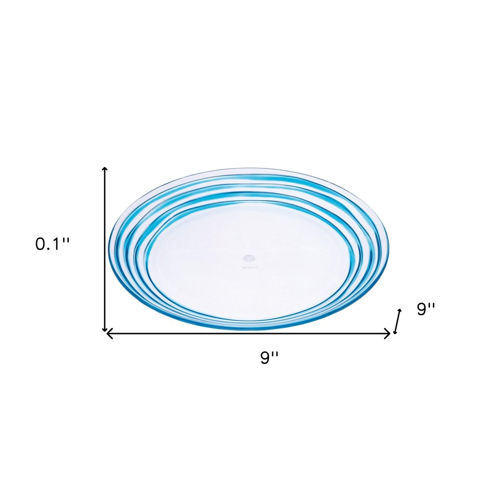 Blue Four Piece Round Swirl Acrylic Service For Four Salad Plate Set HomeRoots