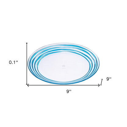 Blue Four Piece Round Swirl Acrylic Service For Four Salad Plate Set HomeRoots