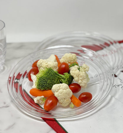 Clear Four Piece Round Swirl Acrylic Service For Four Salad Plate Set HomeRoots