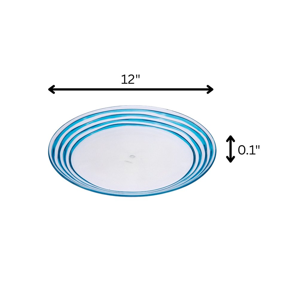 Clear and Blue Four Piece Swirl Acrylic Service For Four Dinner Plate Set HomeRoots